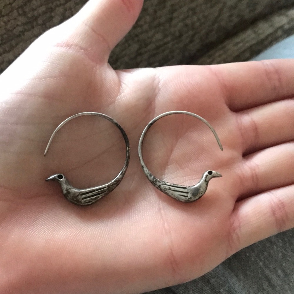 Vintage bird hoop earrings.